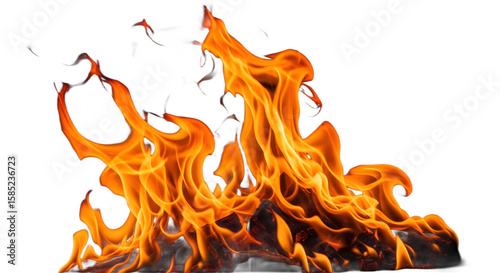 Dynamic flames licking charred wood creating a mesmerizing dance of heat and light.