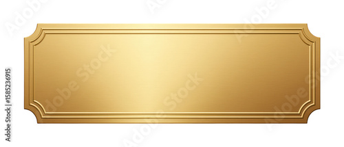 Elegant gold plaque with smooth, shiny surface, perfect for signage or awards. ornate edges add touch of sophistication