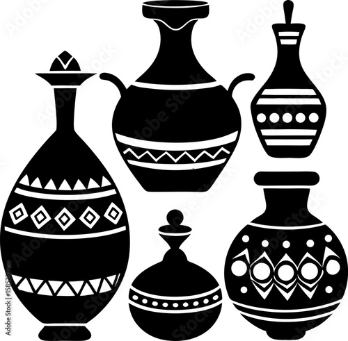  6 Traditional Pottery Silhouette Vector Illustrations