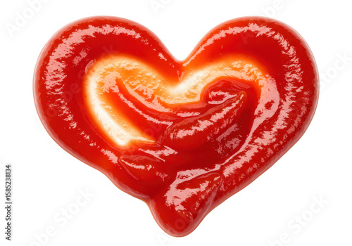 A heart shape made of ketchup, symbolizing love for food, isolated on a transparent background © stock.metket.com