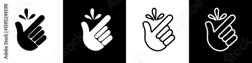 Easy to use icon. Finger snapping symbol on black and white. Easy to care badge. Popular gesturing. Vector minimalist design