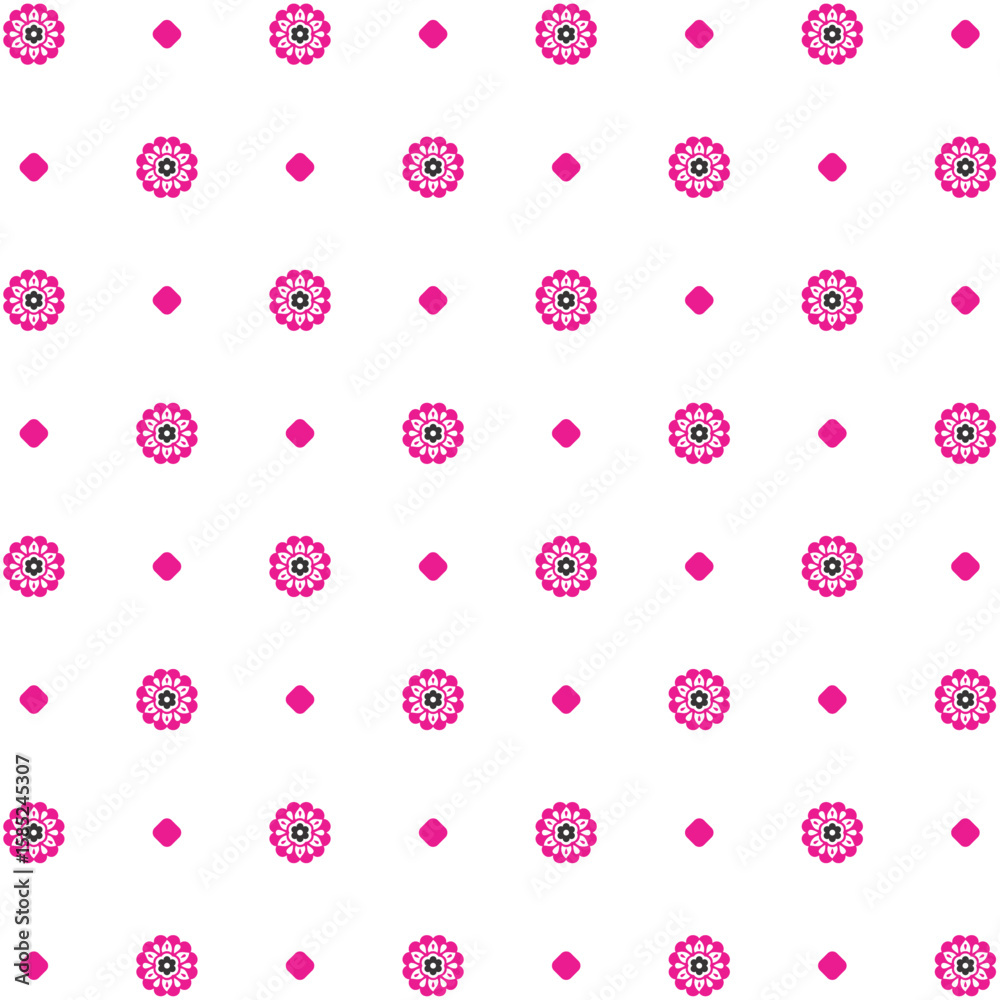 Naklejka premium Flower and dot pattern, Background, texture, fabric.