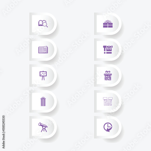 Icon set of academic and gift-related elements
