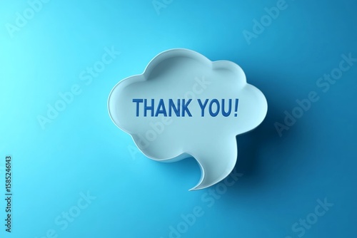 Wallpaper Mural Digital art, speech bubble with the text "THANK YOU!" cut out, minimalistic design on a soft blue background, Torontodigital.ca