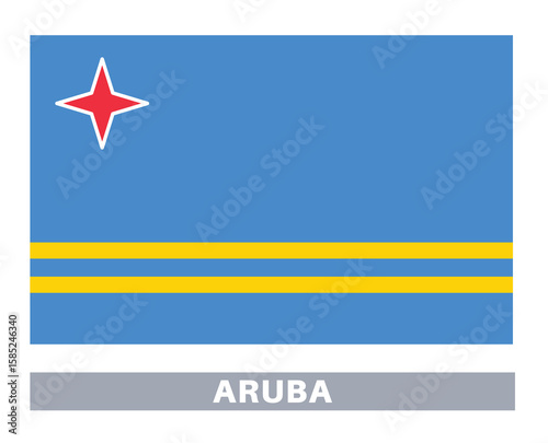 Flag of Aruba. Flag icon. Standard colors. Standard size. Rectangular flag.