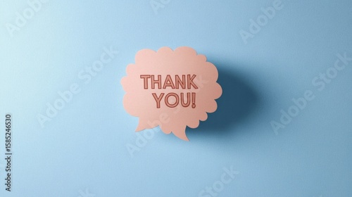 Wallpaper Mural Digital art, speech bubble with the text "THANK YOU!" cut out, minimalistic design on a soft blue background, Torontodigital.ca