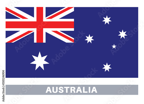 Australian flag. Flag icon. Standard colors. Standard size. Rectangular flag.