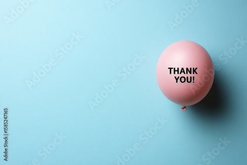 Wallpaper Mural Digital art, speech bubble with the text "THANK YOU!" cut out, minimalistic design on a soft blue background, Torontodigital.ca