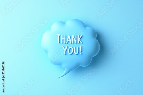 Wallpaper Mural Digital art, speech bubble with the text "THANK YOU!" cut out, minimalistic design on a soft blue background, Torontodigital.ca