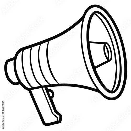 Simple outline drawing of a megaphone isolated on white background