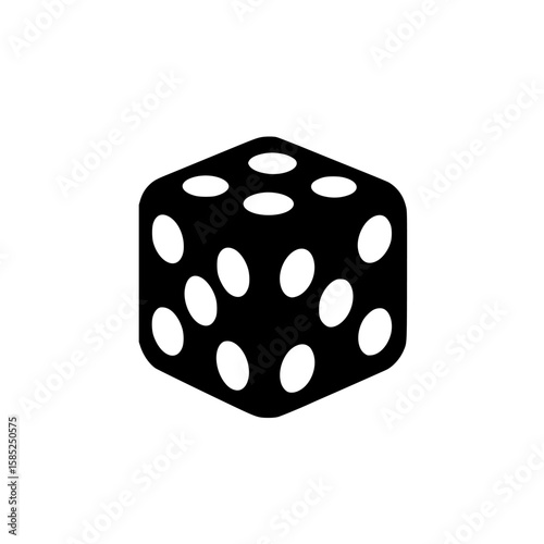 Unique black icon of a six-sided die highlighting dots for each number in a minimalistic design used for games and probability scenarios