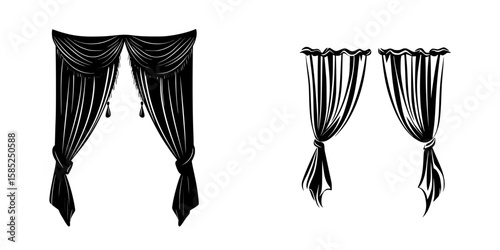 Decorative black curtains creating a dramatic effect in an interior setting during daylight