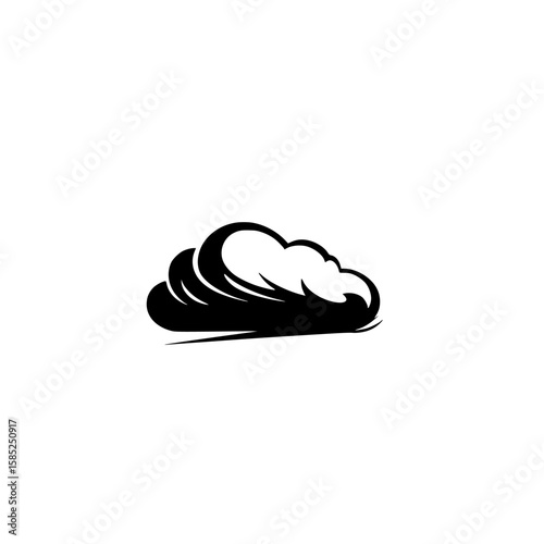 Black cloud icon representing weather conditions and atmospheric phenomena in a simplistic design