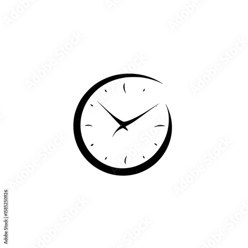 Elegant black clock icon representing time management and punctuality in minimalistic design