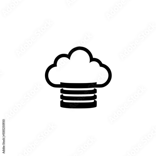 Black cloud icon representing atmospheric phenomena in a minimalist design style