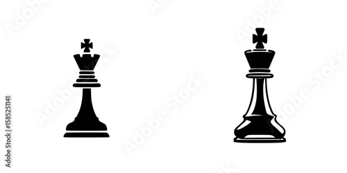 Icon representing a king chess piece in black design for chess enthusiasts and board game lovers