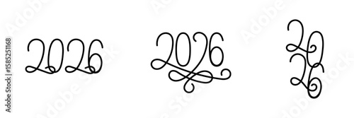 Happy new year 2026 design. Collection of 2026 Happy New Year symbols.