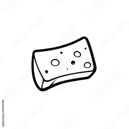 Black icon of a simple sponge with visible holes, designed for cleaning and absorbing liquids on various surfaces