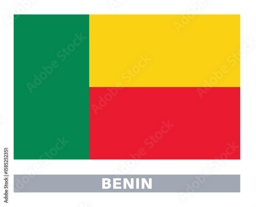 Benin flag. Flag icon. Standard colors. Standard size. Rectangular flag.