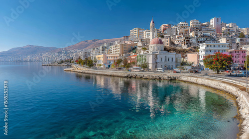 Spring transforms the Saranda port into a radiant coastal scene, where Ionian waves sparkle beneath Albaniaâ€™s morning sun