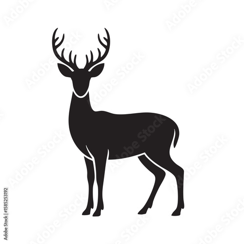 Black deer silhouette with antlers white