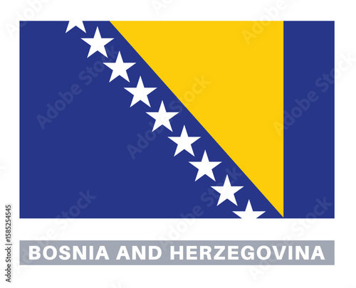 Flag of Bosnia and Herzegovina. Flag icon. Standard colors. Standard size. Rectangular flag.
