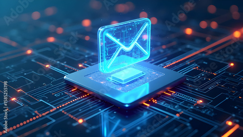 Futuristic 3D email spam filter holographic