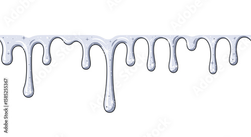 Sparkling icicles drips winter frost decoration element for holiday design