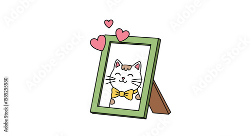 Adorable cat portrait with hearts expressing love and affection for pets