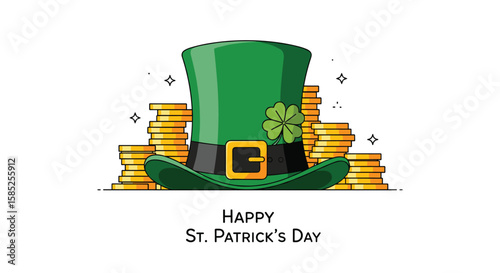 Celebrate saint patricks day with this lucky green top hat and gold coins