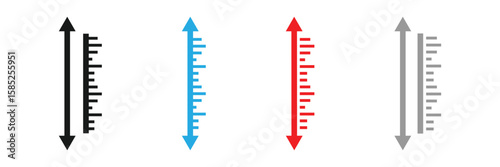 adjustable flat height icon. adjust length symbol. size adjustment arrow sign, information sign.