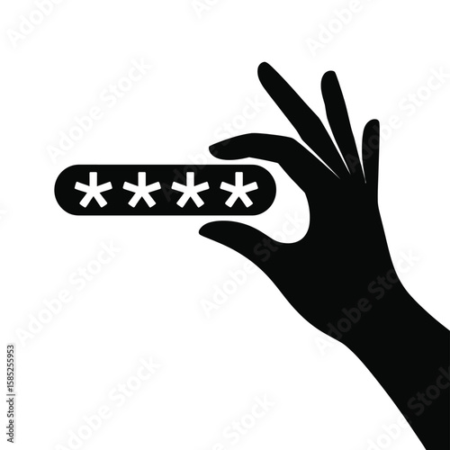 Hand holding password with asterisks security and privacy concept