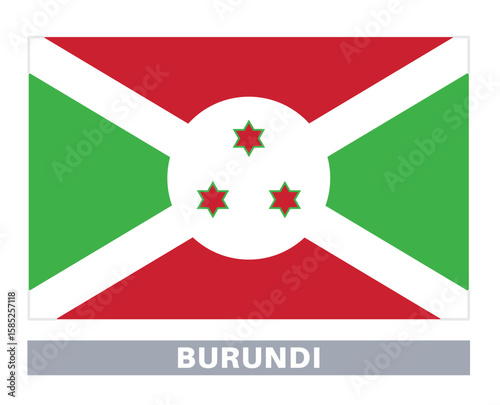Flag of Burundi. Flag icon. Standard colors. Standard size. Rectangular flag.