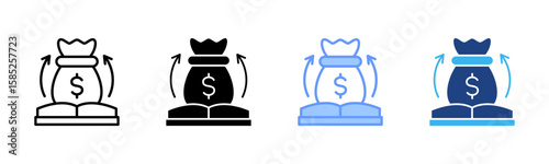 Financial Literacy icon set multiple style collection