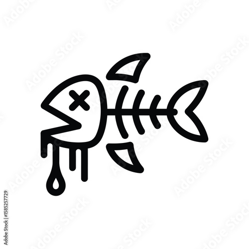 Dead Fish Skeleton Icon Symbolizing Pollution Waste and Environmental Damage