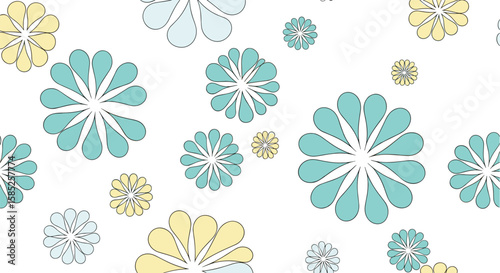 A charming collection of light blue yellow and white floral decorations