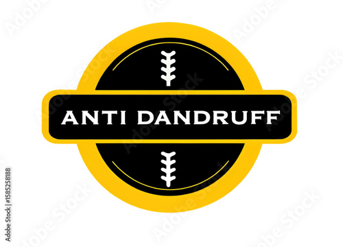 Anti Dandruff Badge – Modern Caution Style Product Label in Yellow and Black