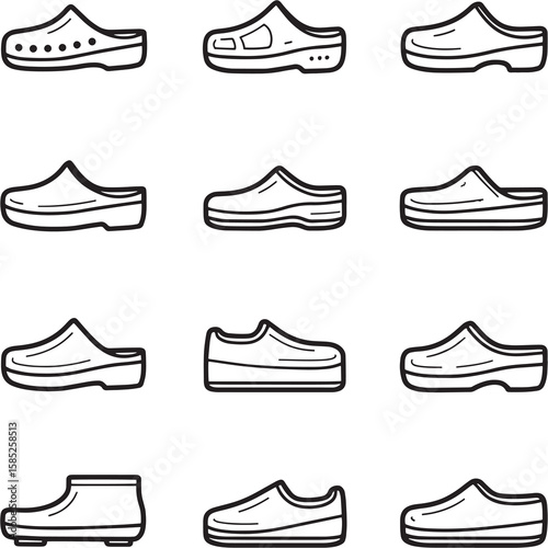 Clogs Ultra Minimalist 2D Line Art