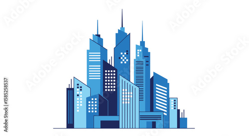 Modern blue skyscrapers cityscape architecture buildings urban design