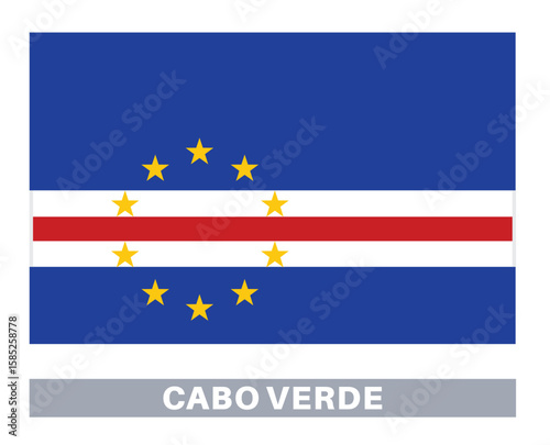 Flag of Cabo Verde. Flag icon. Standard colors. Standard size. Rectangular flag.