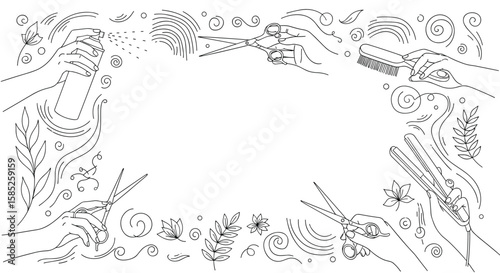 Creative artistic design elements for frames and borders with whimsical flourishes and abstract shapes