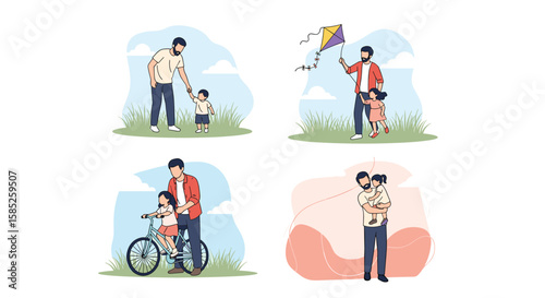 Father and child outdoor activities bonding family fun time together