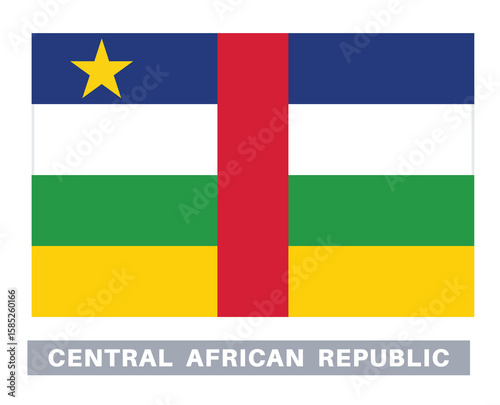 Flag of central african republic. Flag icon. Standard colors. Standard size. Rectangular flag.
