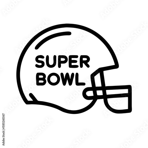 Black silhouette vector of a football helmet with super bowl text on a white background