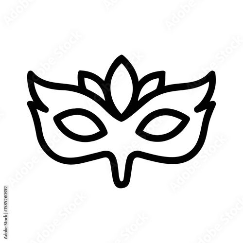 Detailed silhouette design of a festive mardi gras masquerade mask element