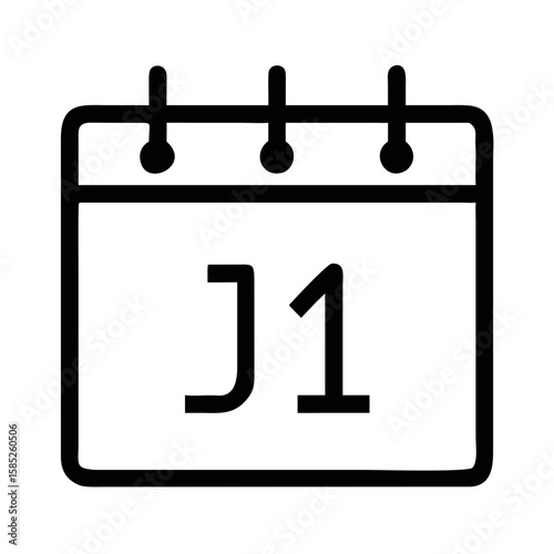 Black silhouette of calendar showing january first date for scheduling reminders