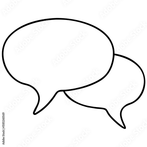 Black silhouette design of three empty speech bubbles representing communication and dialogue
