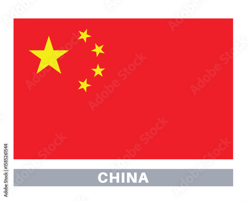 Flag of china. Flag icon. Standard colors. Standard size. Rectangular flag.