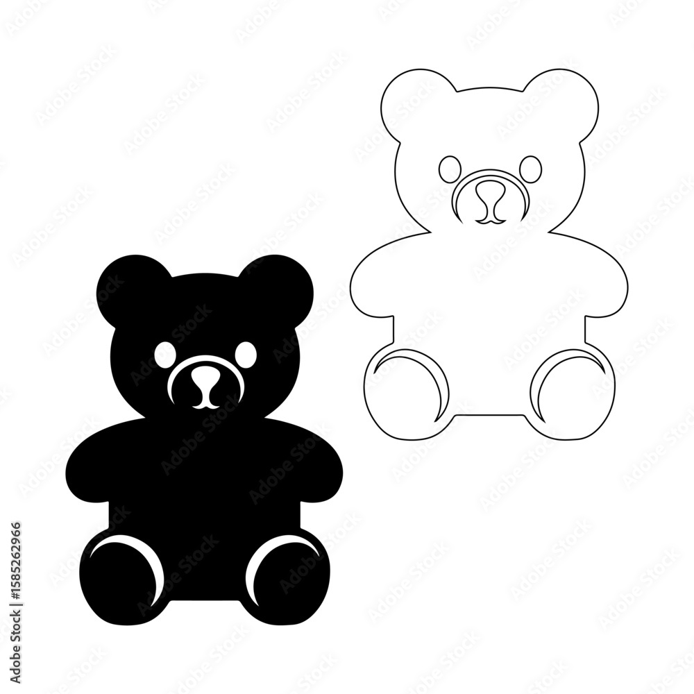 Obraz premium teddy isolated black cute teddy bear graphic symbol