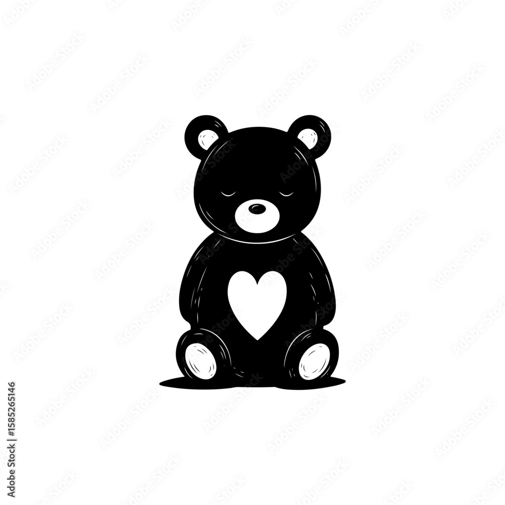 Fototapeta premium teddy isolated teddy bear heart love black teddy art
